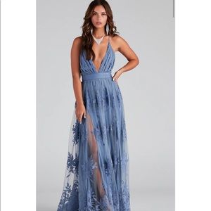 Windsor Morgan Formal Flocked Velvet Dress